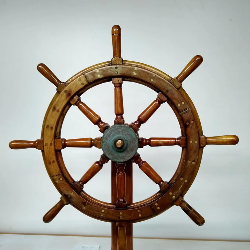 Sailing Yacht Mya's Original traditional Wooden Steering Wheel commissioned to be replaced by South Shore Boatworks
